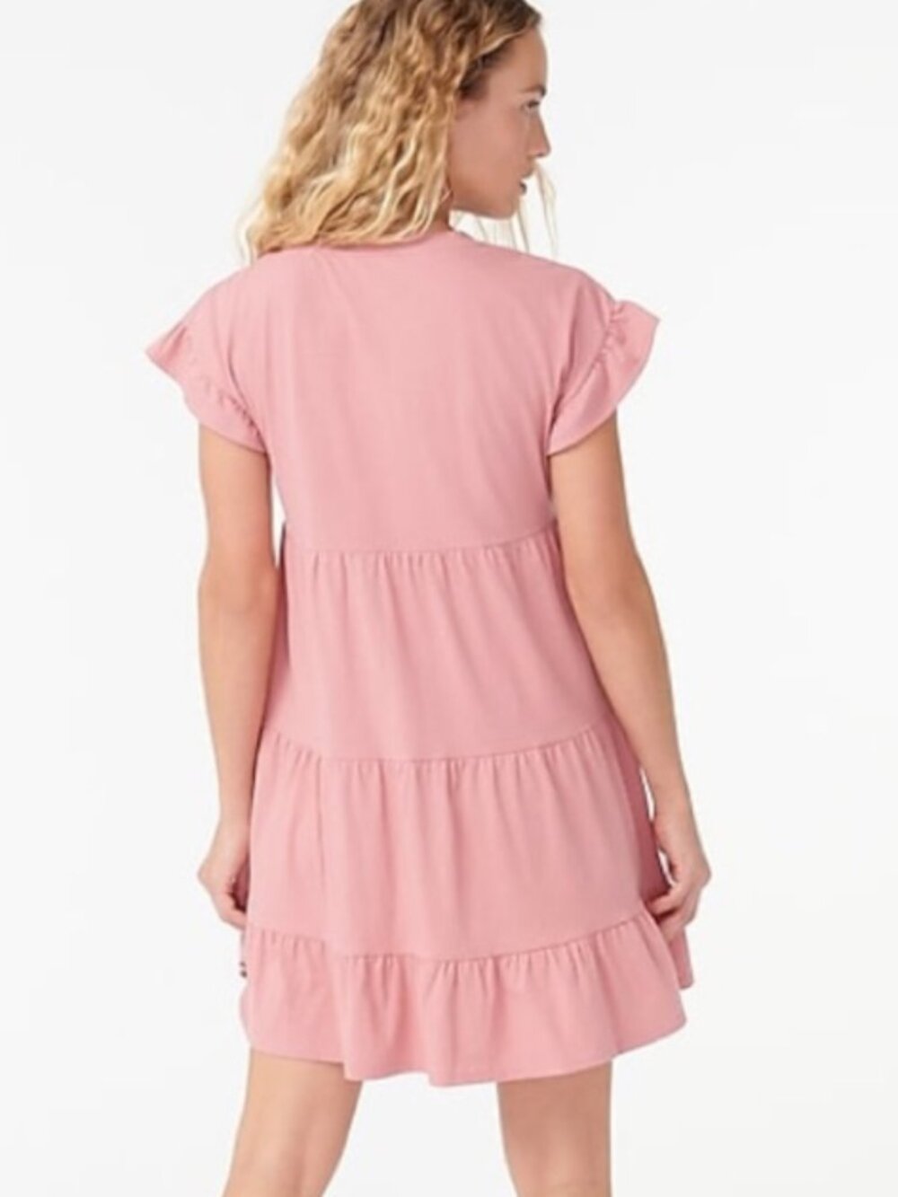 J. Crew Tiered dress in broken-in jersey pink babydoll mini M - Picture 2 of 10